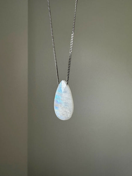 Silver Floating Moonstone Necklace