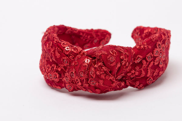 Red Embroidered Headband
