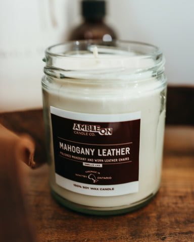 Mahogany Leather Scented Candle - 100% Soy Wax