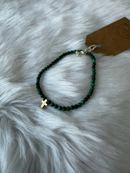 Malachite Cross Bracelet