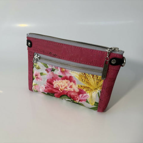 Devon Pouch Cork - Rich Pink Floral