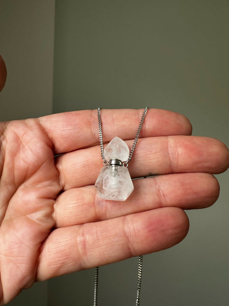 Clear Quartz Gemstone Vial Necklace