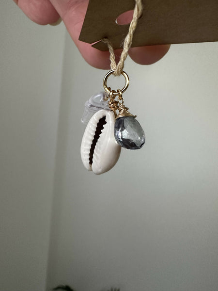 Cowrie & Mystic Blue Quartz Kindle Charm