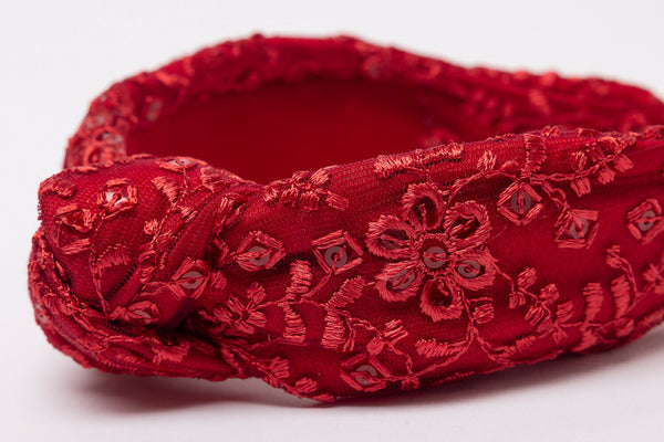 Red Embroidered Headband