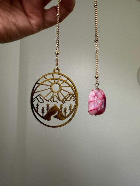 Mountain Charm & Pink Moonstone Bookmark