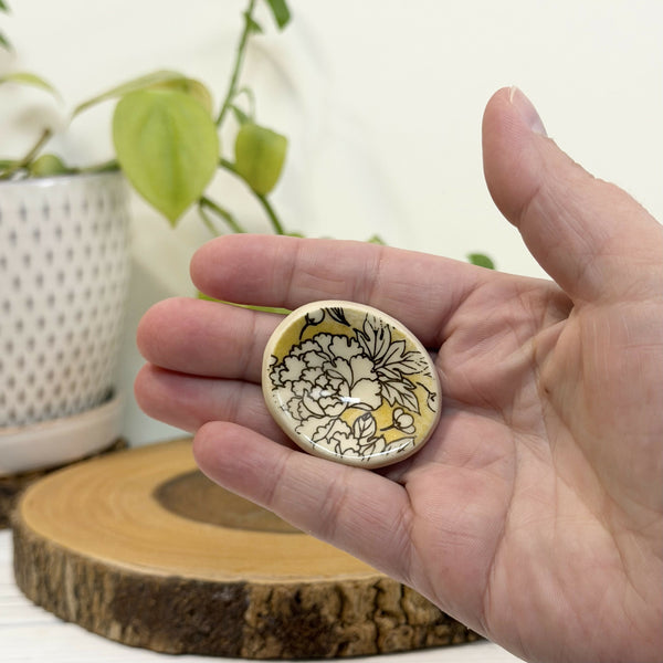 Yellow calming stone with flower pattern - Unique Town Boutique