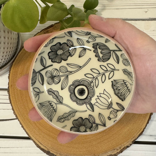 Pink Ring Dish with Flowers - Unique Town Boutique