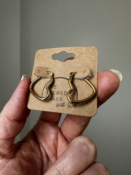 Small Heart Hoops - Gold
