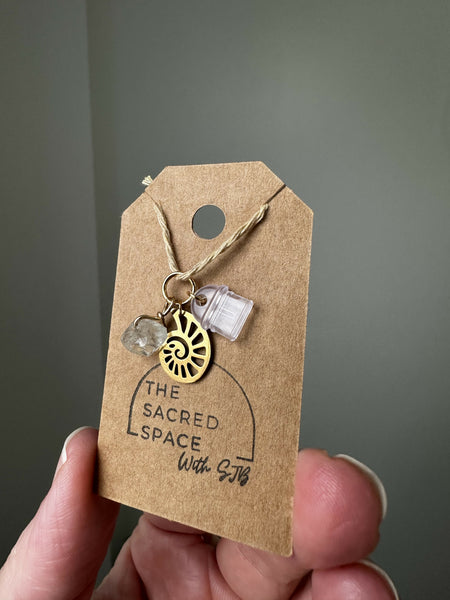 Raw Green Amethyst & Ammonite Kindle Charm