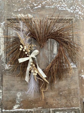 Boho Dried Floral Heart Wreath