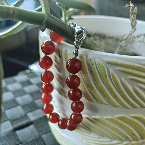 Carnelian | 10 mm with Stainless Steel Accents - Unique Town Boutique