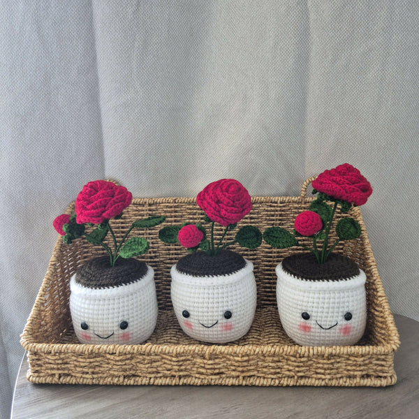 Yarn By Zee Crochet Rose Pot