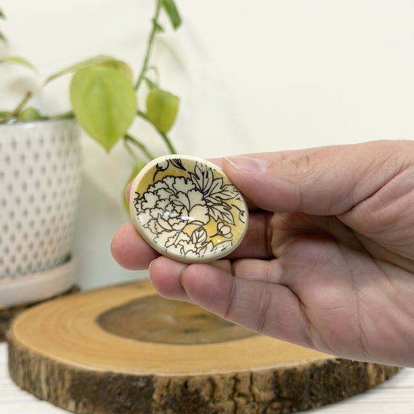 Yellow calming stone with flower pattern - Unique Town Boutique