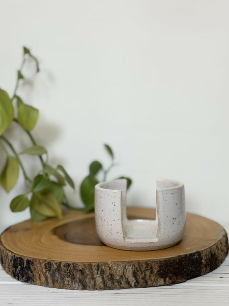 White speckled Pottery sponge holder