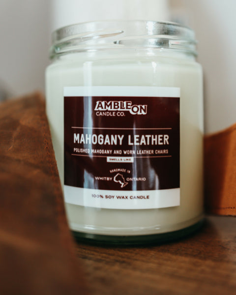 Mahogany Leather Scented Candle - 100% Soy Wax