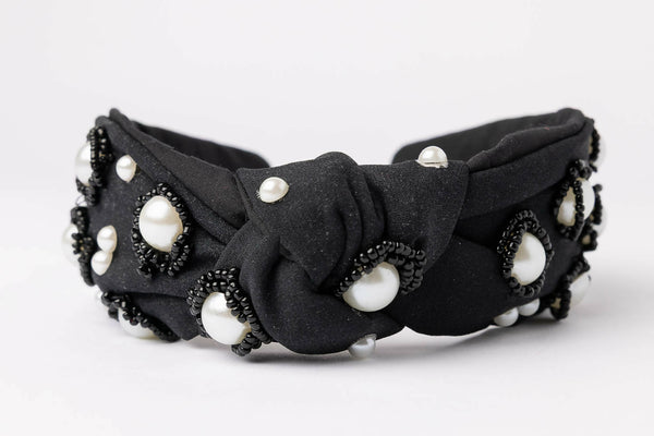 Black Faux Pearl Headband - Unique Town Boutique