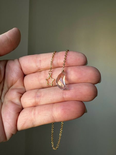 Carved Gemstone Moon & Star Charm Bookmark