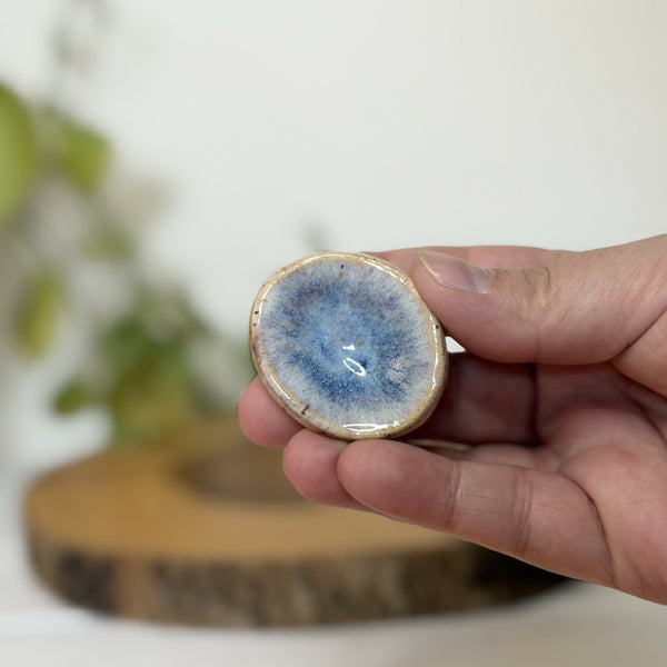 Blue glaze calming stone