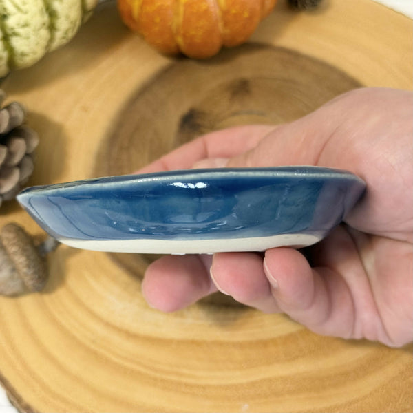 Ghost pattern ring dish with blue rim