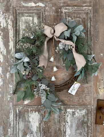Winter Eucalyptus, Lambs Ear & White Bells Wreath