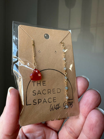 Carnelian Heart & Blue Topaz Bookmark