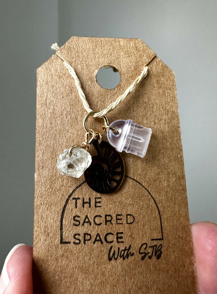 Raw Green Amethyst & Ammonite Kindle Charm