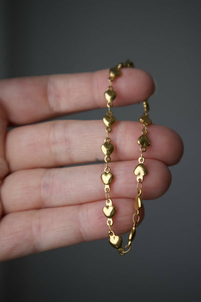 Puffy Heart Bracelet - Gold