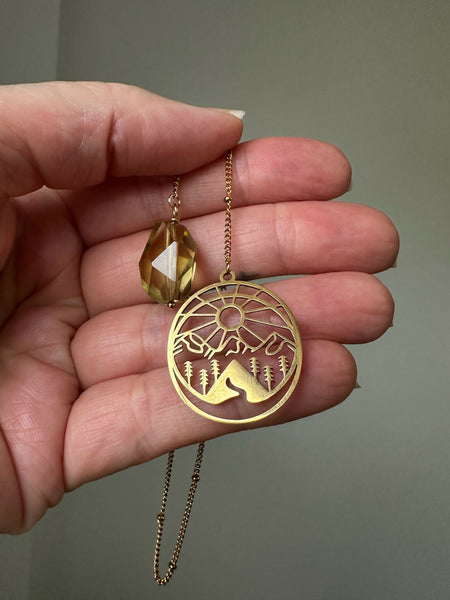 Mountain Charm & Lemon Quartz Bookmark