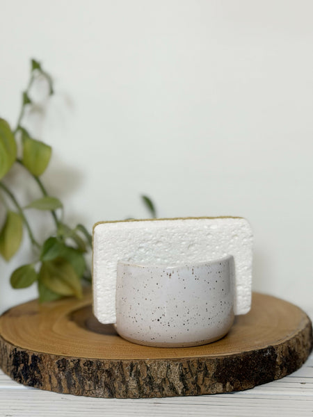 White speckled Pottery sponge holder