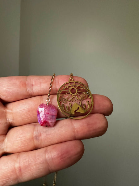 Mountain Charm & Pink Moonstone Bookmark