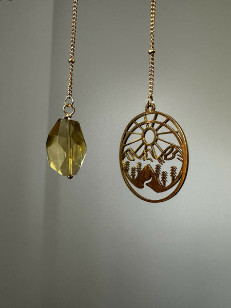 Mountain Charm & Lemon Quartz Bookmark