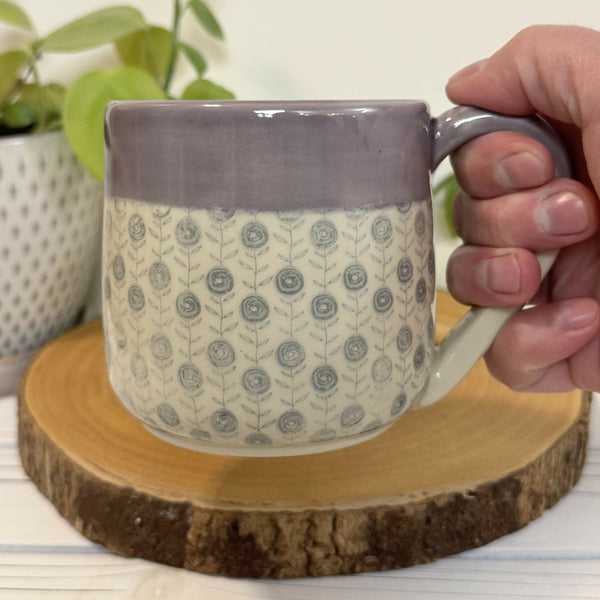 Violet with Soft Blue Flowers Mug 14-16 oz. - Unique Town Boutique