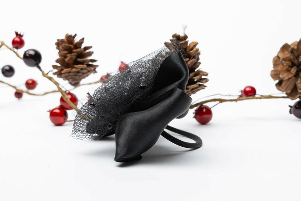 Black Tulle Hair Bow for Girls