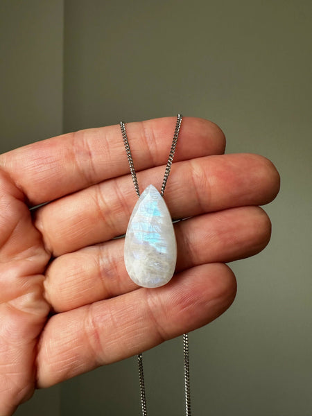 Silver Floating Moonstone Necklace