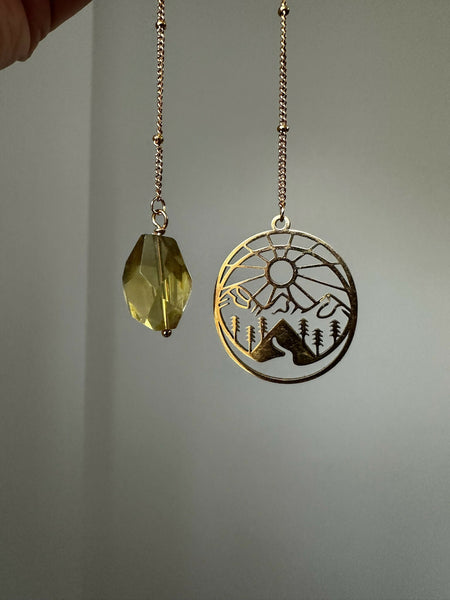 Mountain Charm & Lemon Quartz Bookmark
