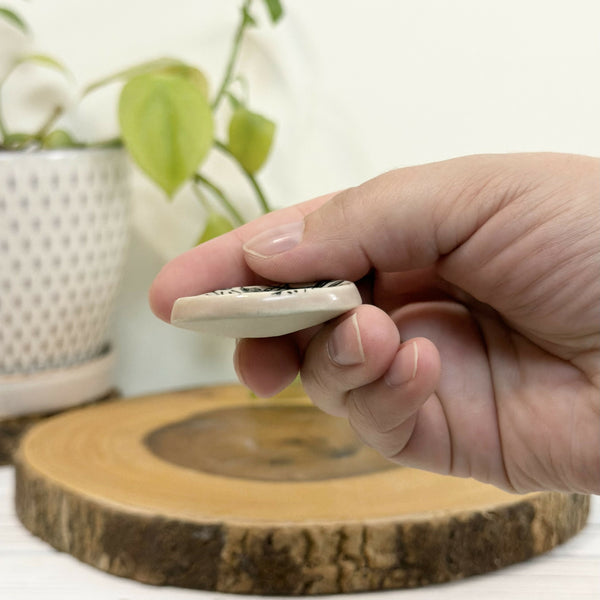 Bird patterned calming stone with pink rim - Unique Town Boutique