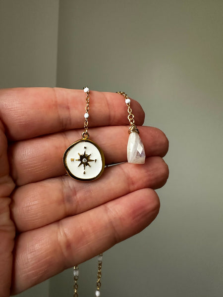Compass Charm & Moonstone Bookmark