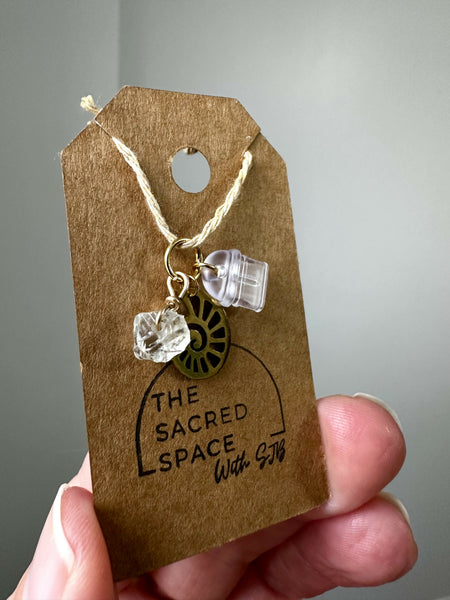 Raw Green Amethyst & Ammonite Kindle Charm