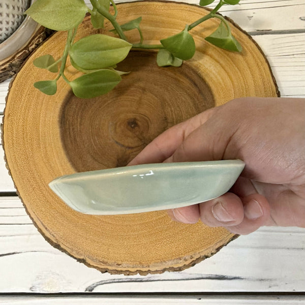Coffee & breakfast patterned ring dish with aqua rim