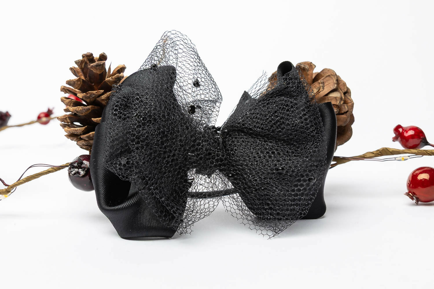 Black Tulle Hair Bow for Girls