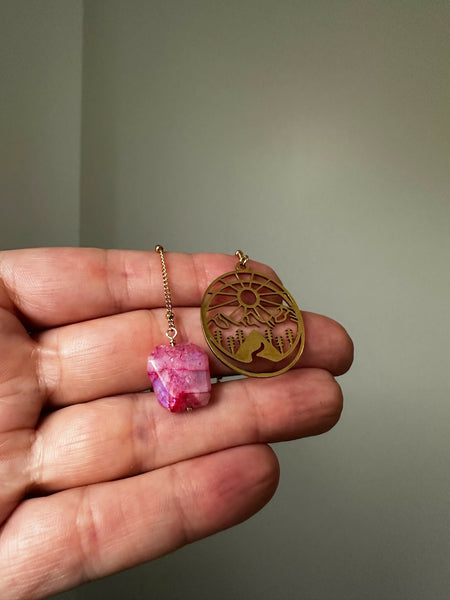 Mountain Charm & Pink Moonstone Bookmark