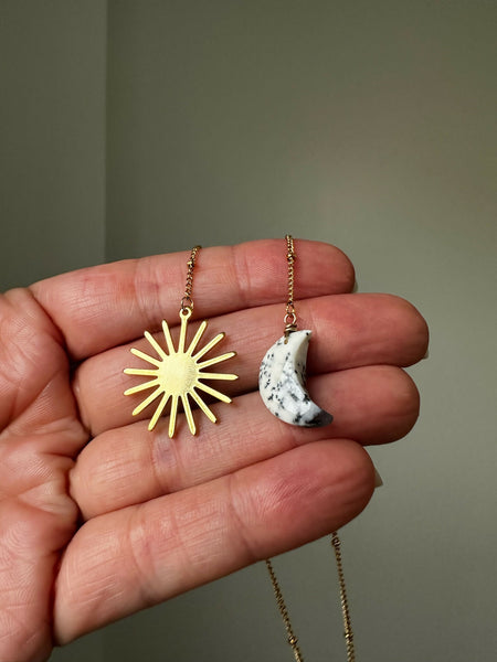 Carved Gemstone Moon & Sun Charm Bookmark