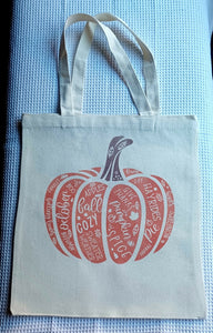 Canvas Tote bag ~ Pumpkin with Fall words