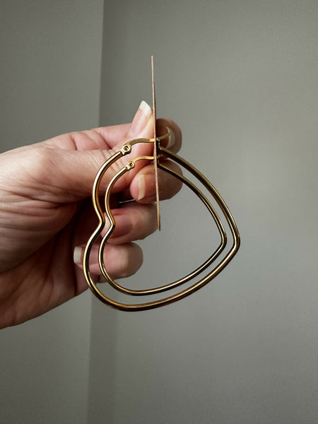 Large Heart Hoops - Gold - Unique Town Boutique