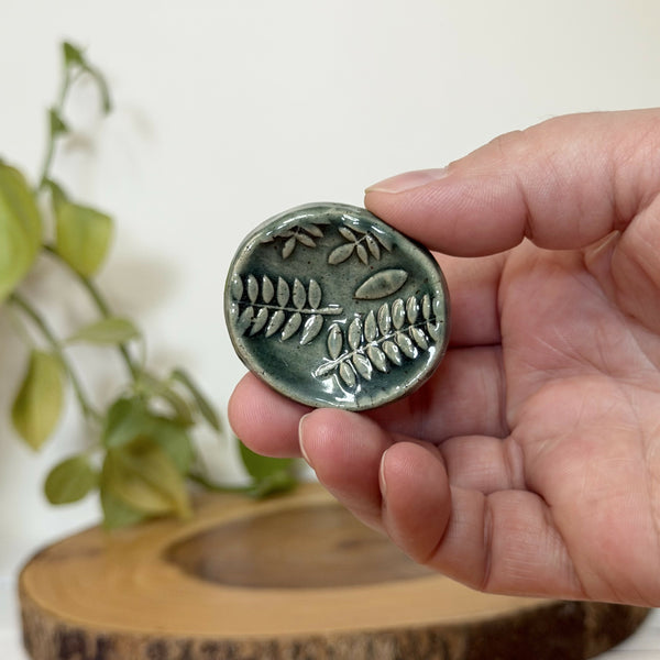 Green fern patterned calming stone