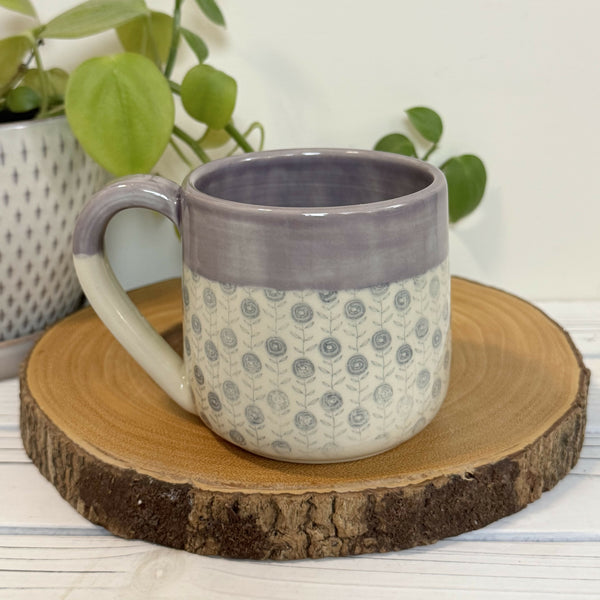 Violet with Soft Blue Flowers Mug 14-16 oz. - Unique Town Boutique