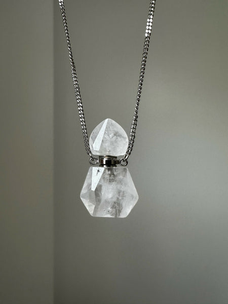 Clear Quartz Gemstone Vial Necklace