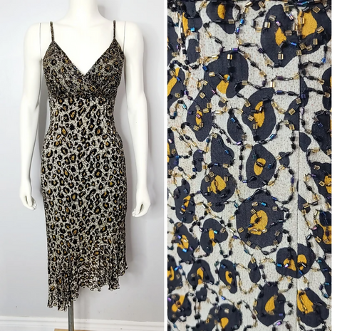 1990s Beaded Animal Print Dress