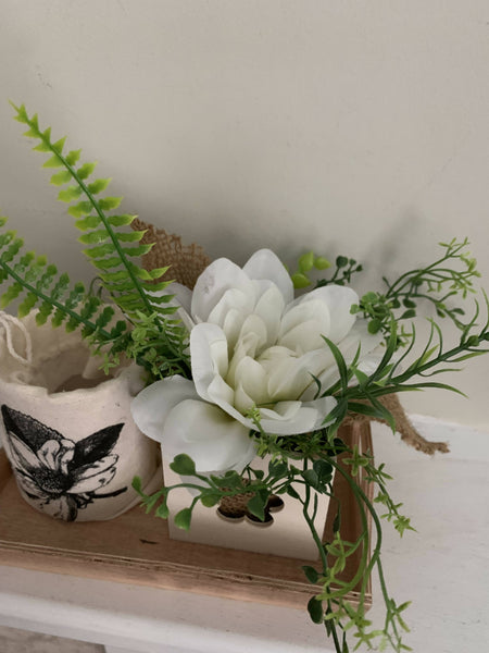 Floral Arrangement & Candle Tray Set