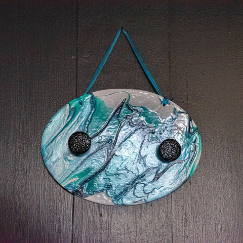 Acrylic Pour Painted Mask Hanger